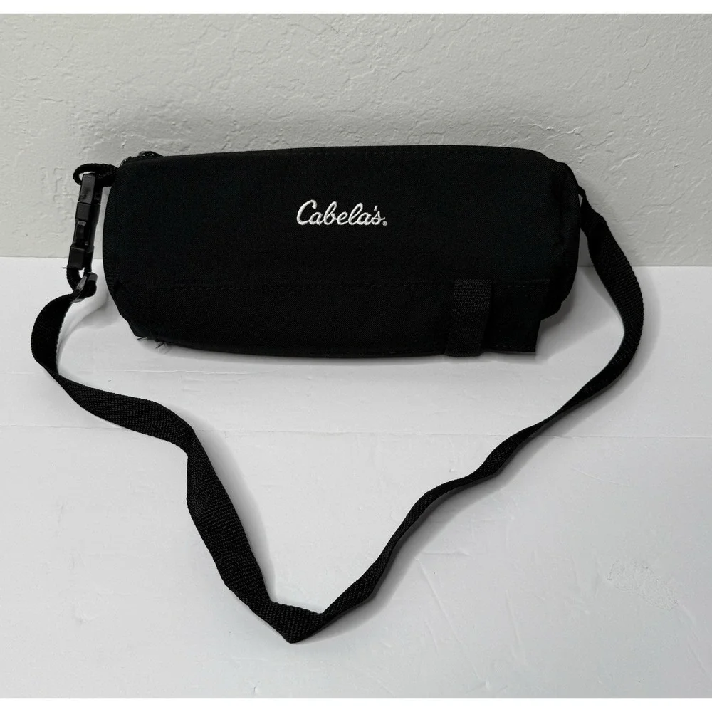 Cabelas Sports Bag Black Fishing Hunting Thick Sides One Pocket Pouch Zip Buckle